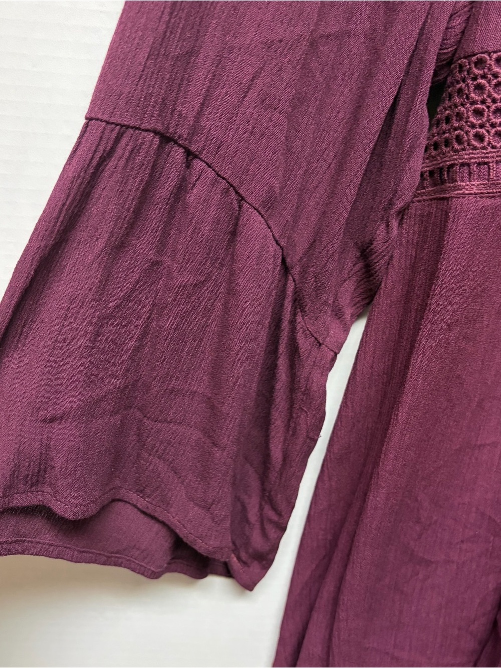 Torrid Plum Crochet-Trim Tassel Peasant Blouse size 3xl - Picture 5 of 7